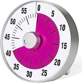 Secura 7.5-Inch Oversize Visual Countdown Timer, 60-Minute Kitchen Timer | Time Management Tool for