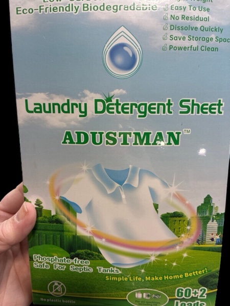 ADUSTMAN Laundry Detergent Sheets (Strips) Liquidless 62 Loads Fresh Eco Friendly Hypoallergenic Kind For Sensitive Skin,Plastic Free Low Sudsing Washing Supplies For Mothers Gifts