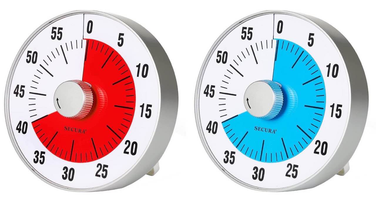 Secura 7.5-Inch Oversize Visual Countdown Timer, 60-Minute Kitchen Timer | Time Management Tool for