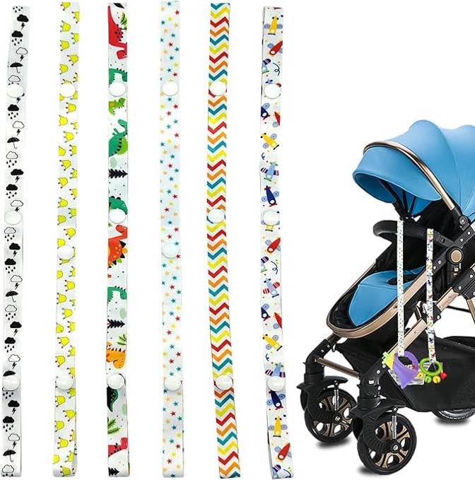 6 Pieces Baby Toy Bottle Cup Holder Straps — Pacifier Clips Holder Hangers for Toddler Stroller Pram Toy — Strap for Pushchair, High Chairs