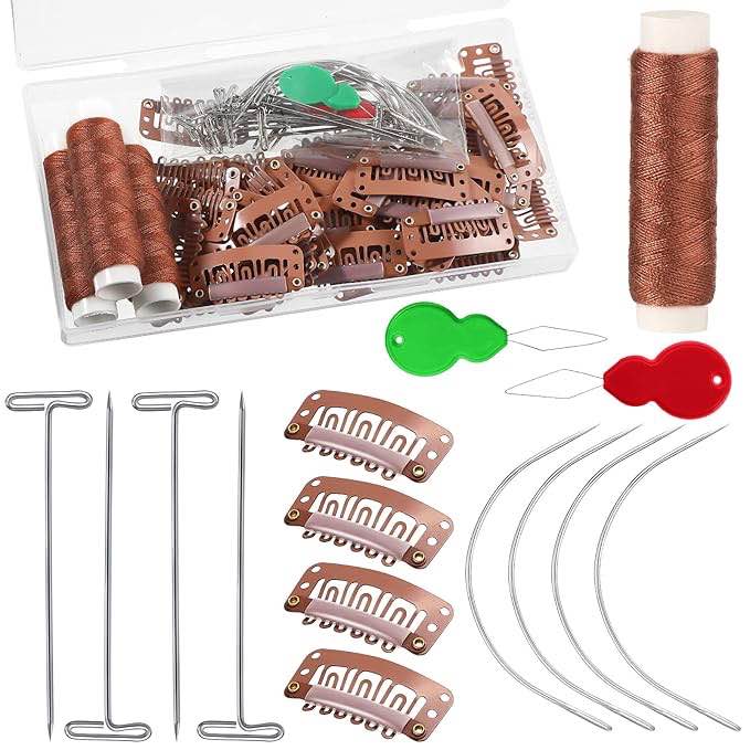 70pcs Hair Extensions Clip Wig Making Set, U-Shape Stainless Steel Snap Clips for Wigs and Hair Exte