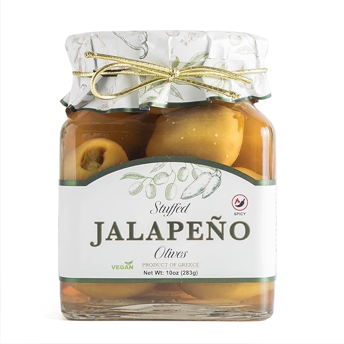 Giusto Sapore Olives Stuffed with Jalapenos - Imported from Italy and Family Owned - 10 oz