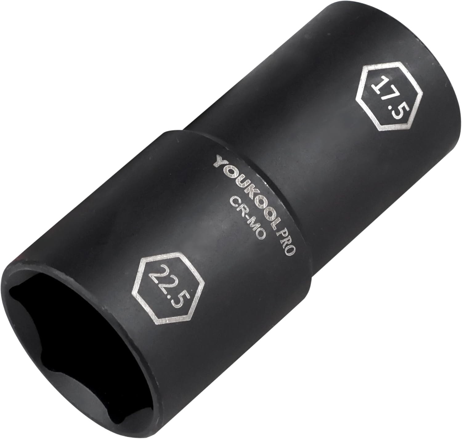 YOUKOOL 1/2-Inch Drive Double Ended Impact Socket, 17.5mm x 22.5mm, 6-Point,Half Size Lug Nut Socket,Thin Wall Wheel Protector Nut Socket, Made from Robust and Anti-Corrosive Steel