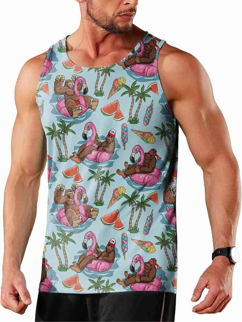 Men's Funny Tank Top Summer Beach Casual Fashion Print Tank Tops for Men Cool Gym Workout Athletic Sleeveless Shirts - 2XL