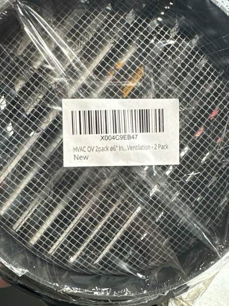 Condition photo showing New/Like New for 2-Pack 6" Black Plastic Round Soffit Vent - Air Vent Louver - Grille Cover - Built-in Fly Screen Mesh - Removable Cover - Easy to Clean - HVAC Ventilation (2-Pack ø6", Black)