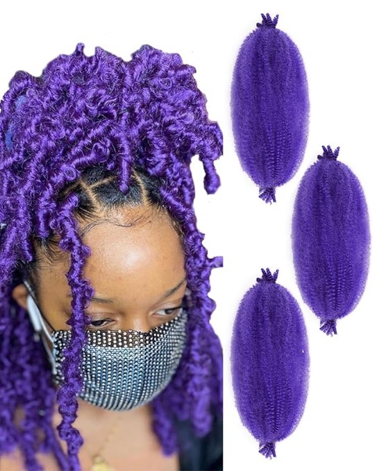 ROURUNFASI Medium Purple Pre-fluffed Spring Crochet Twist Hair for Soft Locs