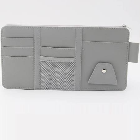 Sephile Car Sunvisor Organizer, Multi-Pocket CD Sunglasses Pen Card Storage Bag, Leather Anti-Scratch Protective Bag with Elastic Bands Installation, Universal for Most Cars Trucks (Gray)
