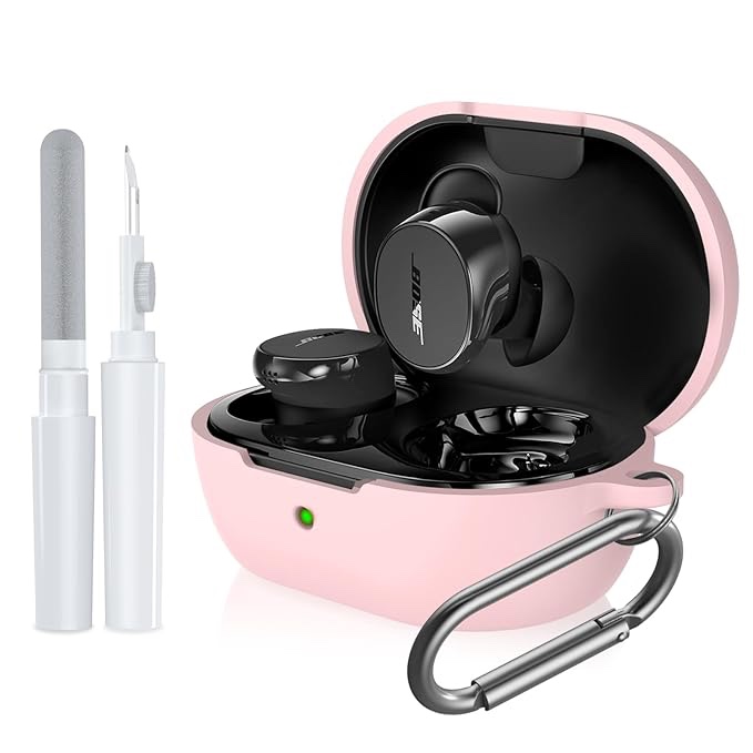 Case for Bose New QuietComfort Earbuds(2024) Soft Silicone Shockproof Protective Cover for Bose New QuietComfort Earbuds Case Cover with Carabiner & Cleaner Kit 