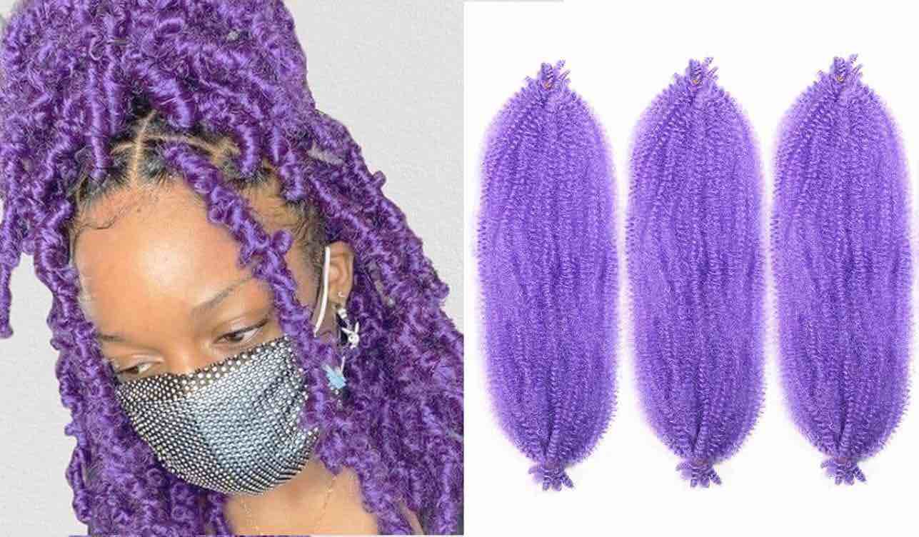 ROURUNFASI Mediumpurple Springy Afro Twist Hair 18 Inches Pre-separated Marley Twist Braiding Hair 3 Packs Pre-fluffed Spring Crochet Twist Hair For Soft Locs