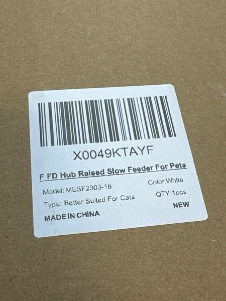 Condition photo showing New/Like New for Tilted Raised Slow Feeder Bowl for Cats and Small & Medium Dogs, Raised Design Improves Posture, Spiral Inner Shape Prevents Fast Eating, Dishwasher Safe, 10 oz (White, L-Cats)