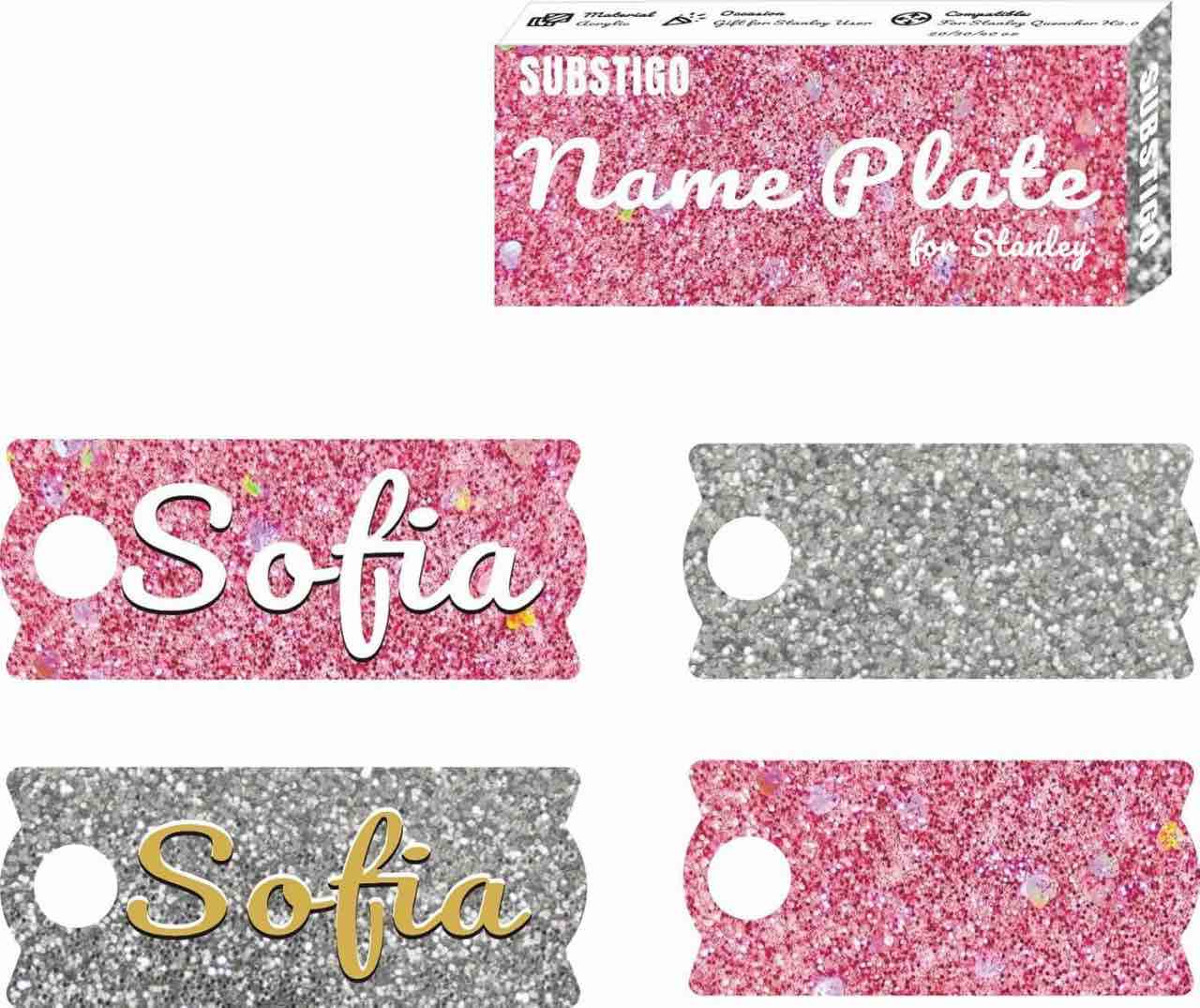 name tag for stanley, personalized name plate for stanley cup name plate for lid stanley cup accessories name plate for lid 40 oz 30 oz 20 oz, customizable engraved acrylic name tag sofia