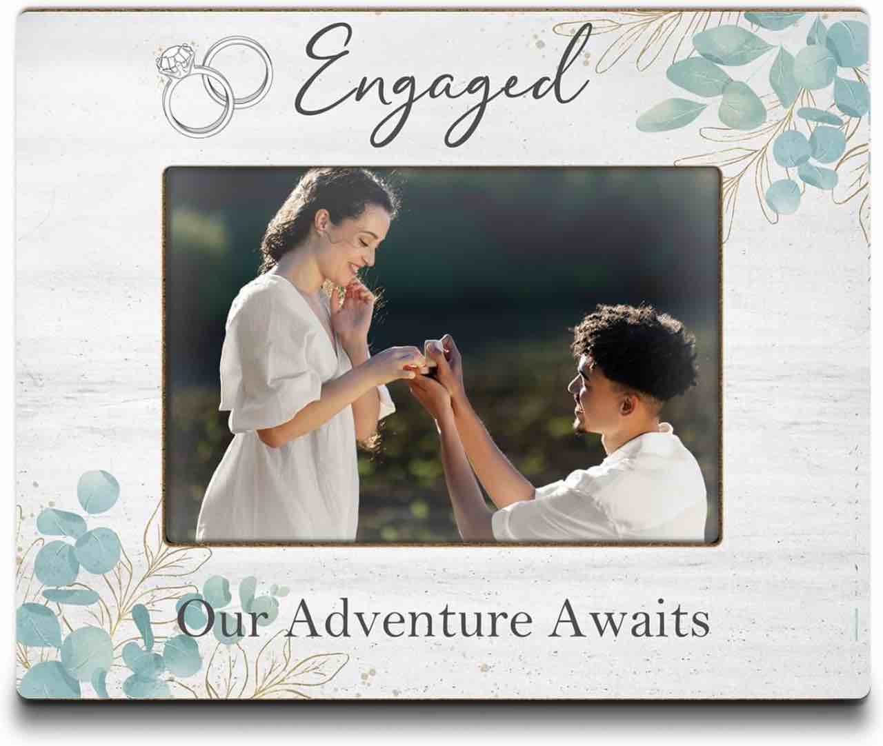 Engaged Wedding 4x6 Picture Frame,Engagement Wedding Gifts For Engaged Couples,Fiance Romantic Love Photo Frame Gift,Newly Engaged Gifts