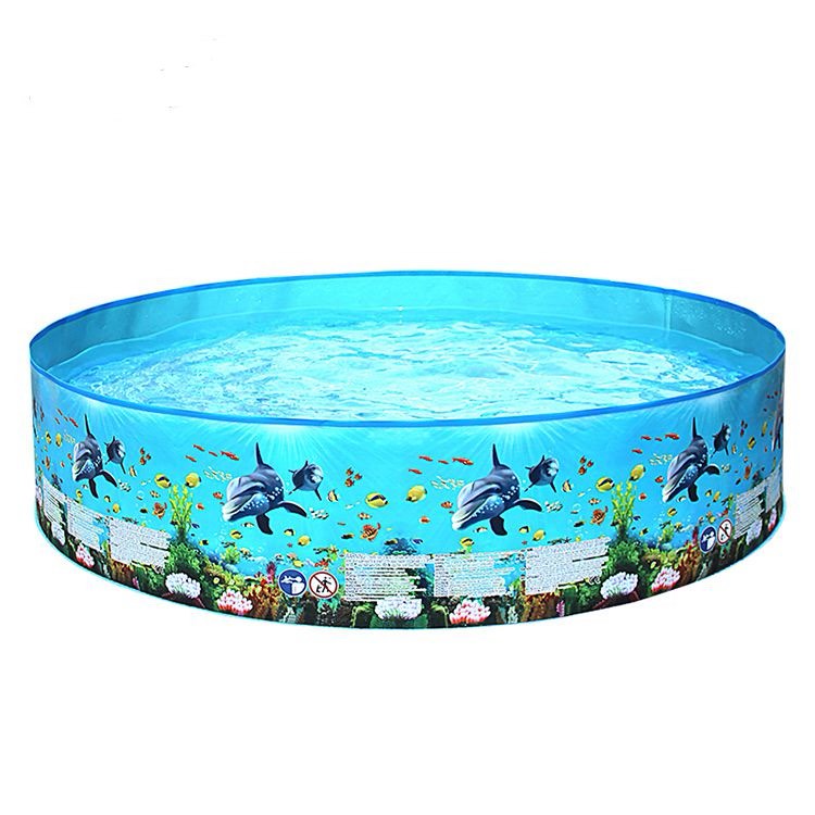 Inflatable Pool Plastic Pool 8 FT.X15 IN.(±) 244cmX38cm(±), Ocean Fish Pool With Pipe Hard Round Adult Family Outdoor Bath Tub, With Patch, Can Folded And Stored, Suitable For Children To Play