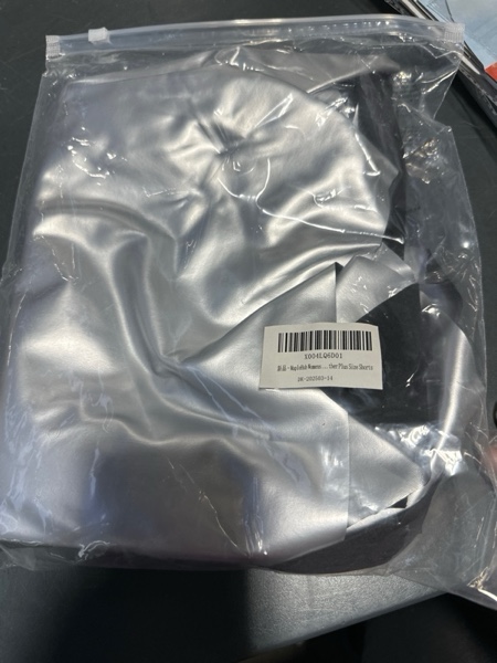 Condition photo showing New/Like New for MapleHub Womens Faux Leather Plus Size Shorts 14 Plus Silver Ruffle