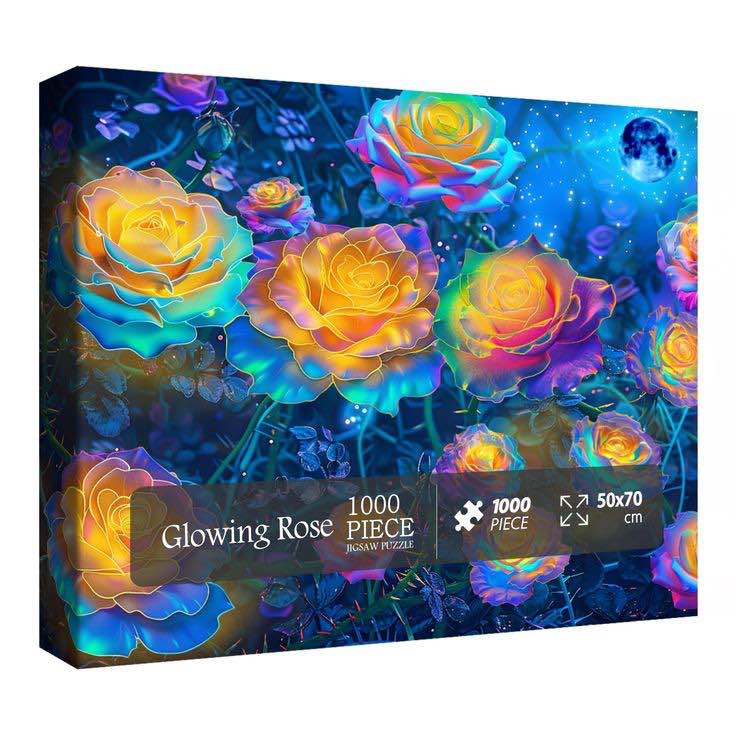 Magic Art Rose Puzzles for Adults 1000 Pieces, Mystery Nature Flower Plant Jigsaw Puzzles, Beautiful Hard Challenging Floral Moon Puzzle