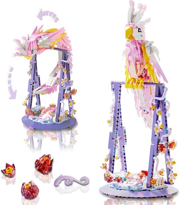 Pink Parrot Building Set Compatible with Lego,630PCS Flowers Botanical Building Collection Animals Set,Bird Building Toys for Home Décor,Christmas Birthday Gifts for Girls Adults Kids 6-14 + (Pink)