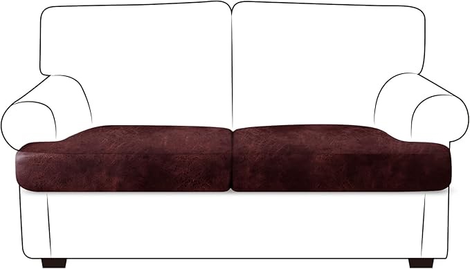 ANARACHON Leather Look Couch Cushion Covers Sofa Seat Slipcovers Sets Couches Furniture Protector for Sectional Armchair Loveseat Pets Kids Stretch Spandex Fabric (2 T-Cushion Loveseat, Chocolate)