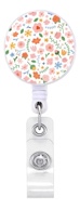 2Pcs Flower Badge Reels with Vertical Clear Plastic ID Card Holders (2.5" x 3.7") Retractable Name T