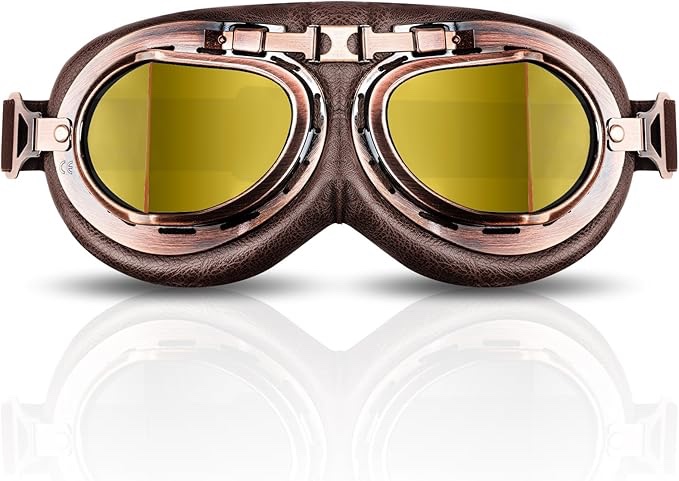 Vintage Motorcycle Goggles, Pilot Style Safety Riding Glasses