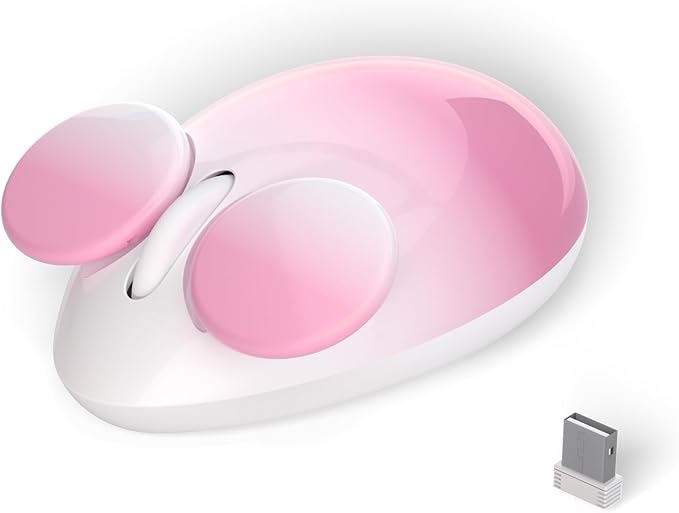 2.4GHz Wireless Bluetooth Mouse Dual Channel, 1600DPI, Cute Big Ears Mouse Shape, Detachable Buttons
