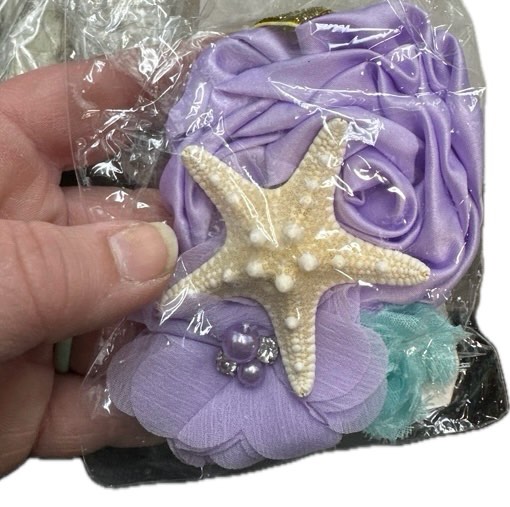 Condition photo showing New/Like New for YanJie Baby Girl’s Starfish Glitter Headband & Hair Bows for Birthday Party Gift, Aqua Lavender (M, Gold)