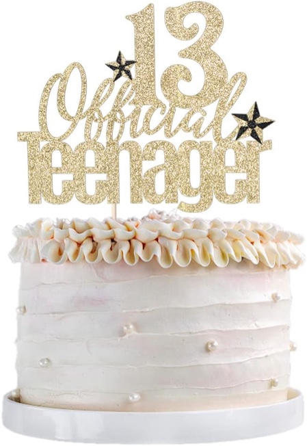 Qertesl 13 Official Teenager Cake Topper, 13th Birthday Cake Topper, Hello 13 Cake Topper, Cheers to