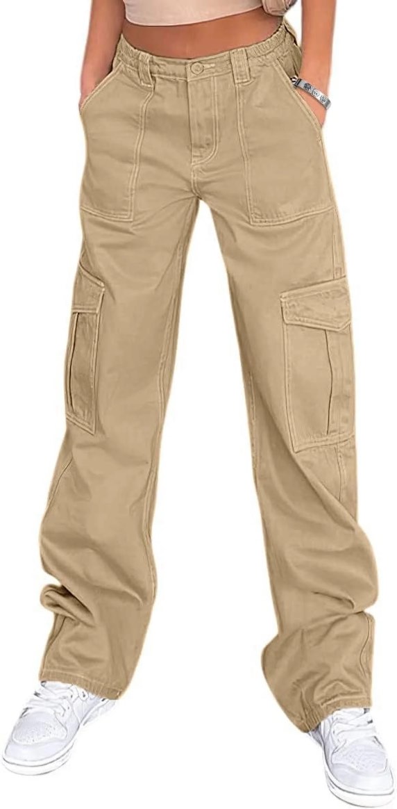 MIKETAI Cargo Pants for Women Casual Pants Hiking Pants Y2K Trendy Streetwear High Waisted Baggy Stretchy with 6 Pockets