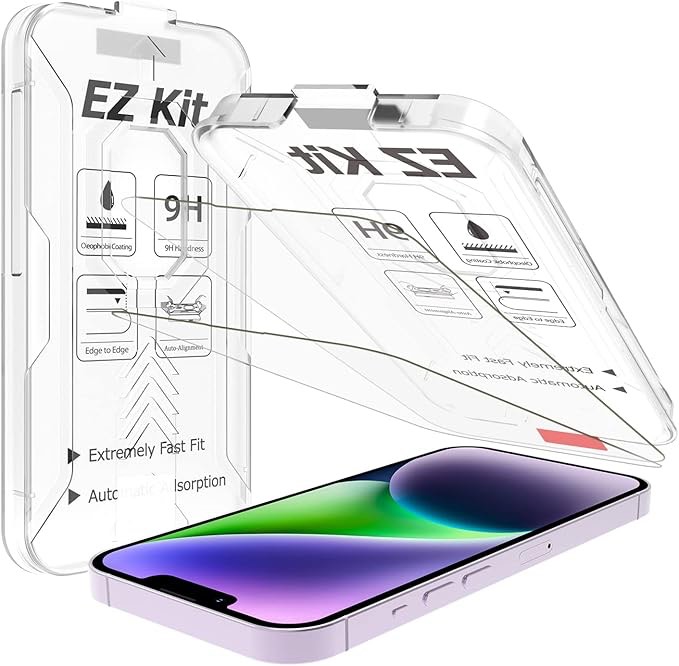 bersem 2 Pack Tempered Glass Screen Protector for iPhone 14 / iPhone 14 Pro/iPhone 13 / iPhone 13 Pro (6.1 Inch), EZ Kit, 9H Hardness, Case Friendly