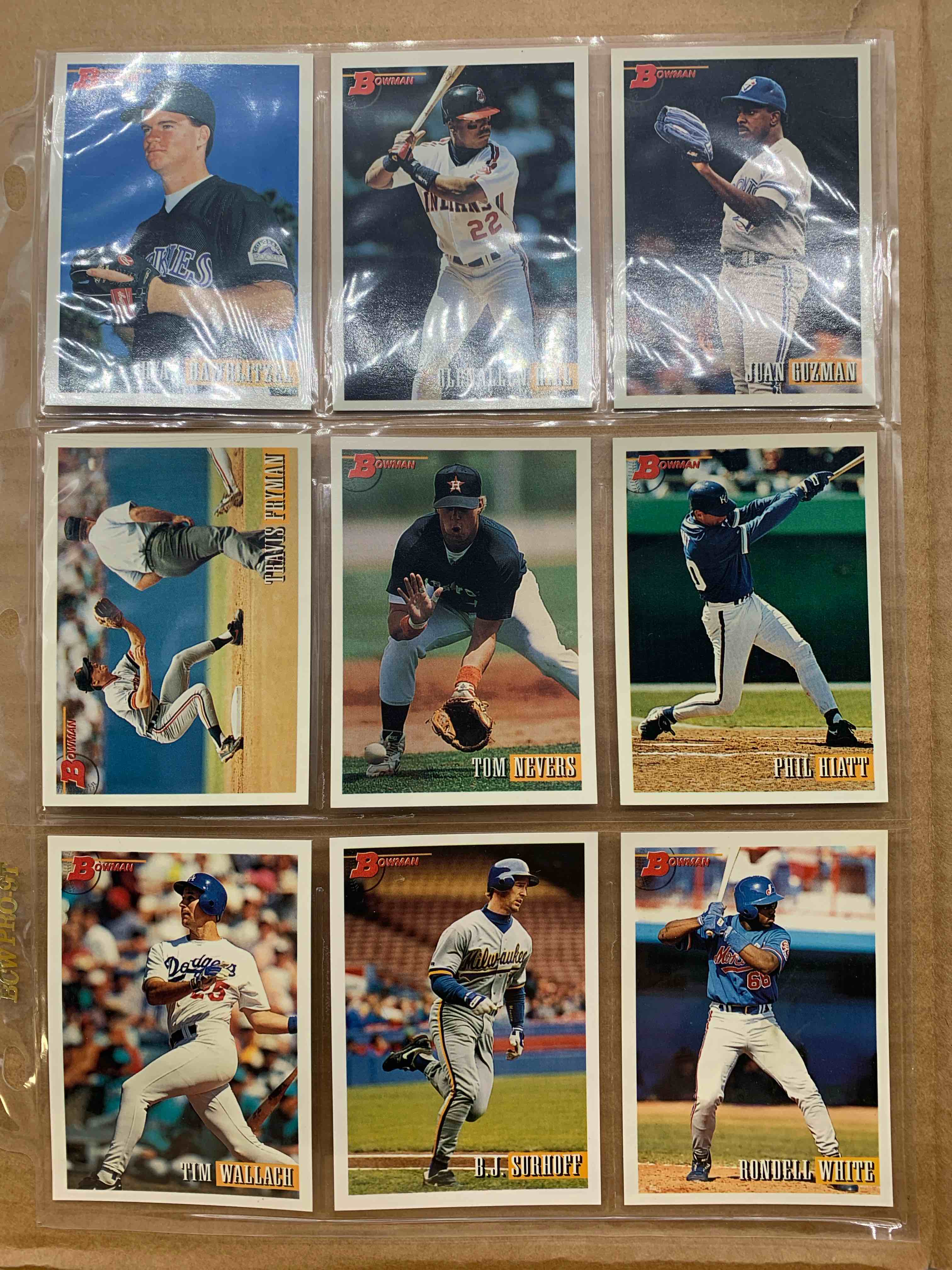 1993 Bowman Topps Basballball 9 Card Lot 