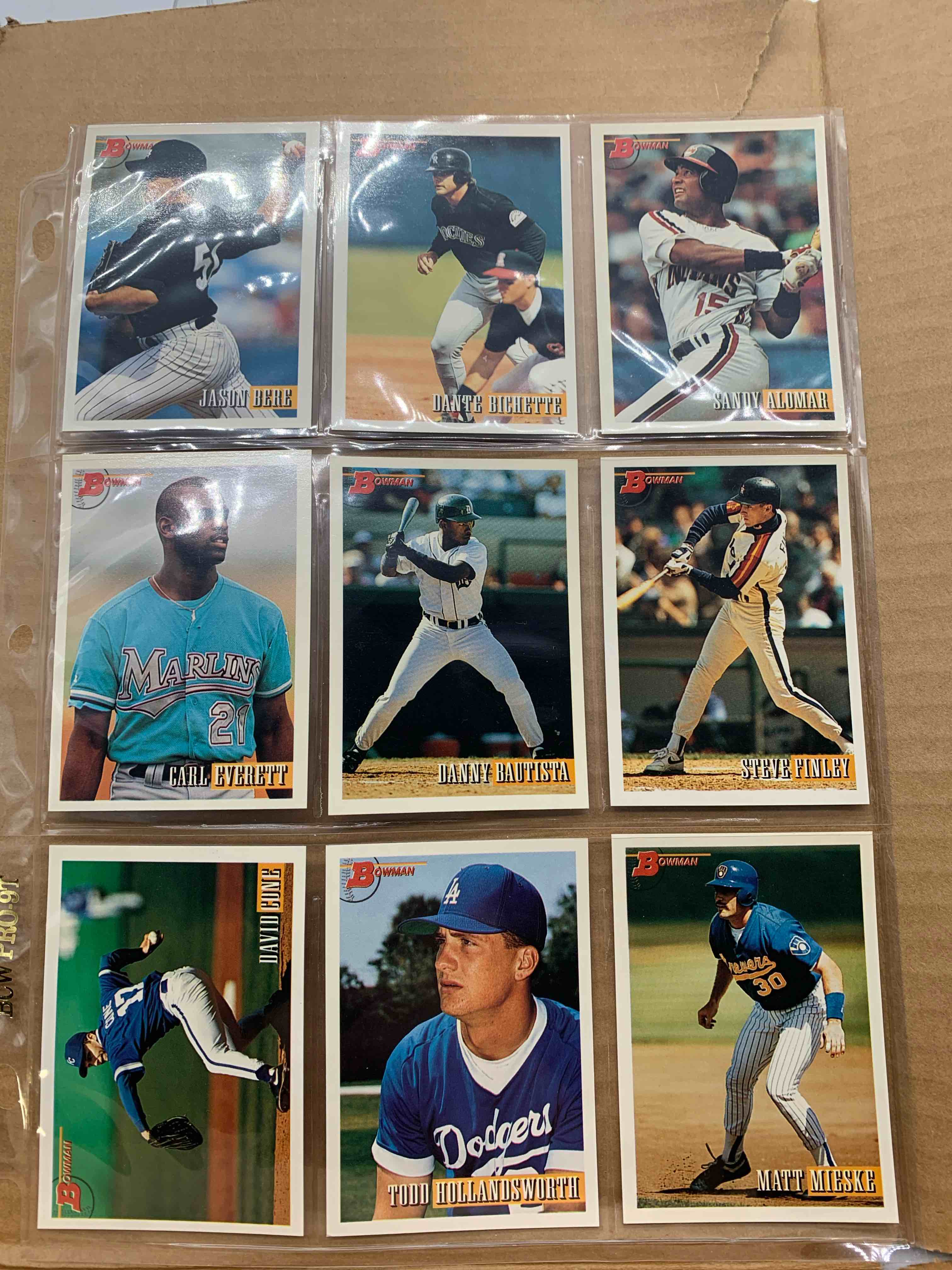 1993 Bowman Topps Basballball 9 Card Lot 