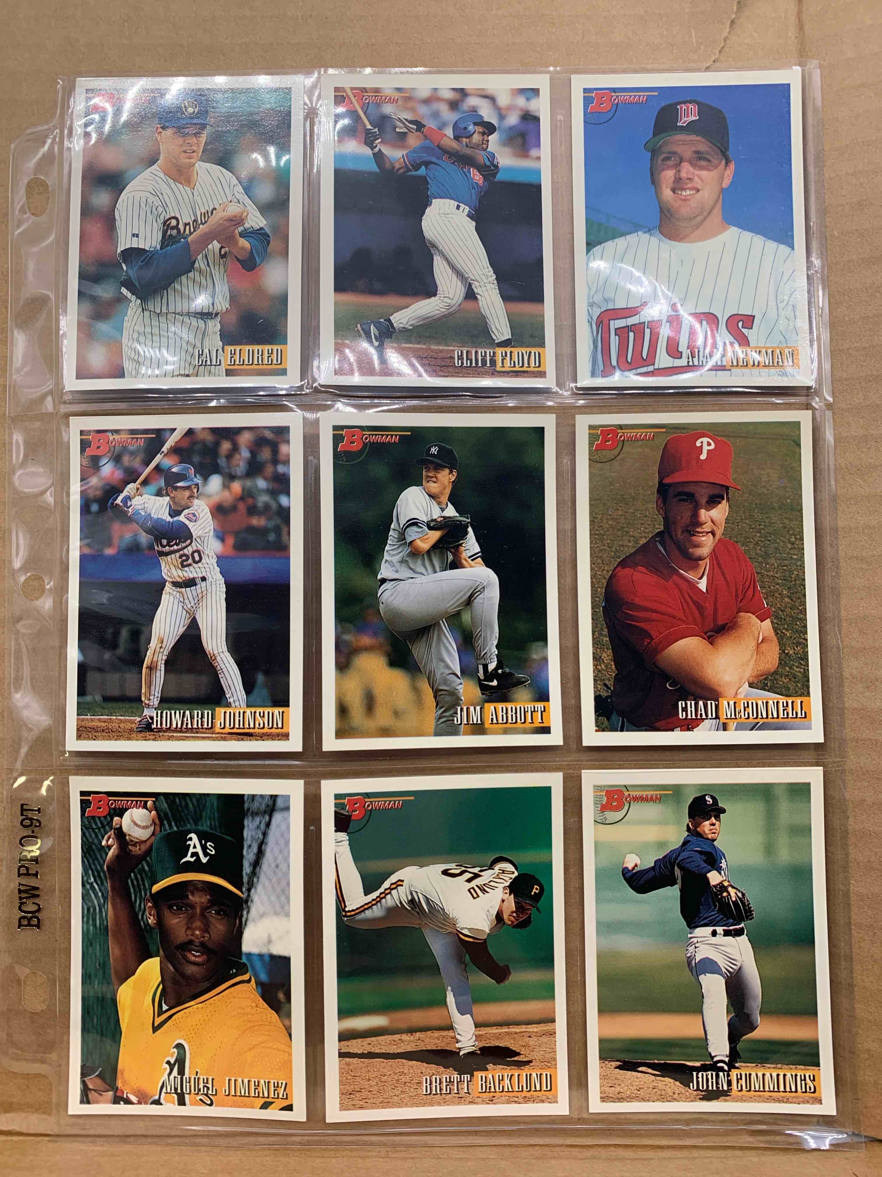1993 Bowman Topps Basballball 9 Card Lot 