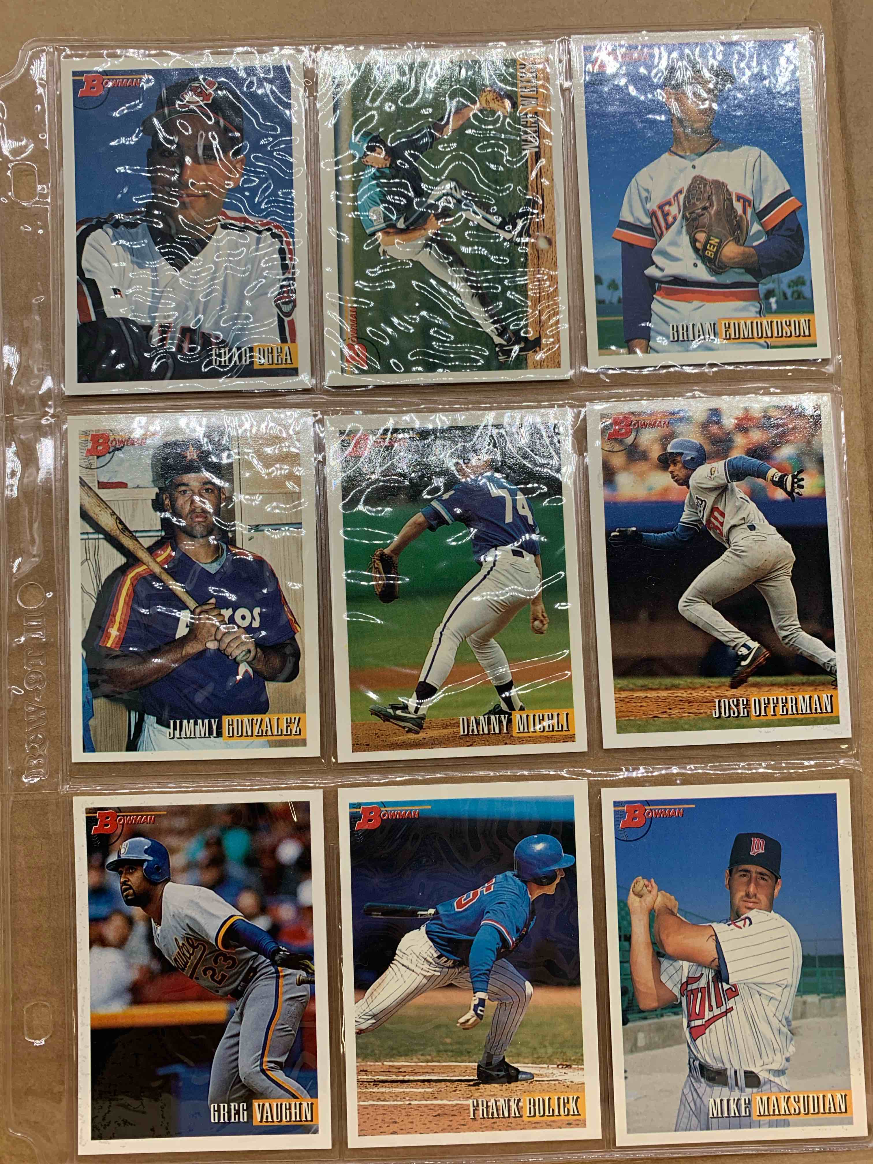 1993 Bowman Topps Basballball 9 Card Lot 