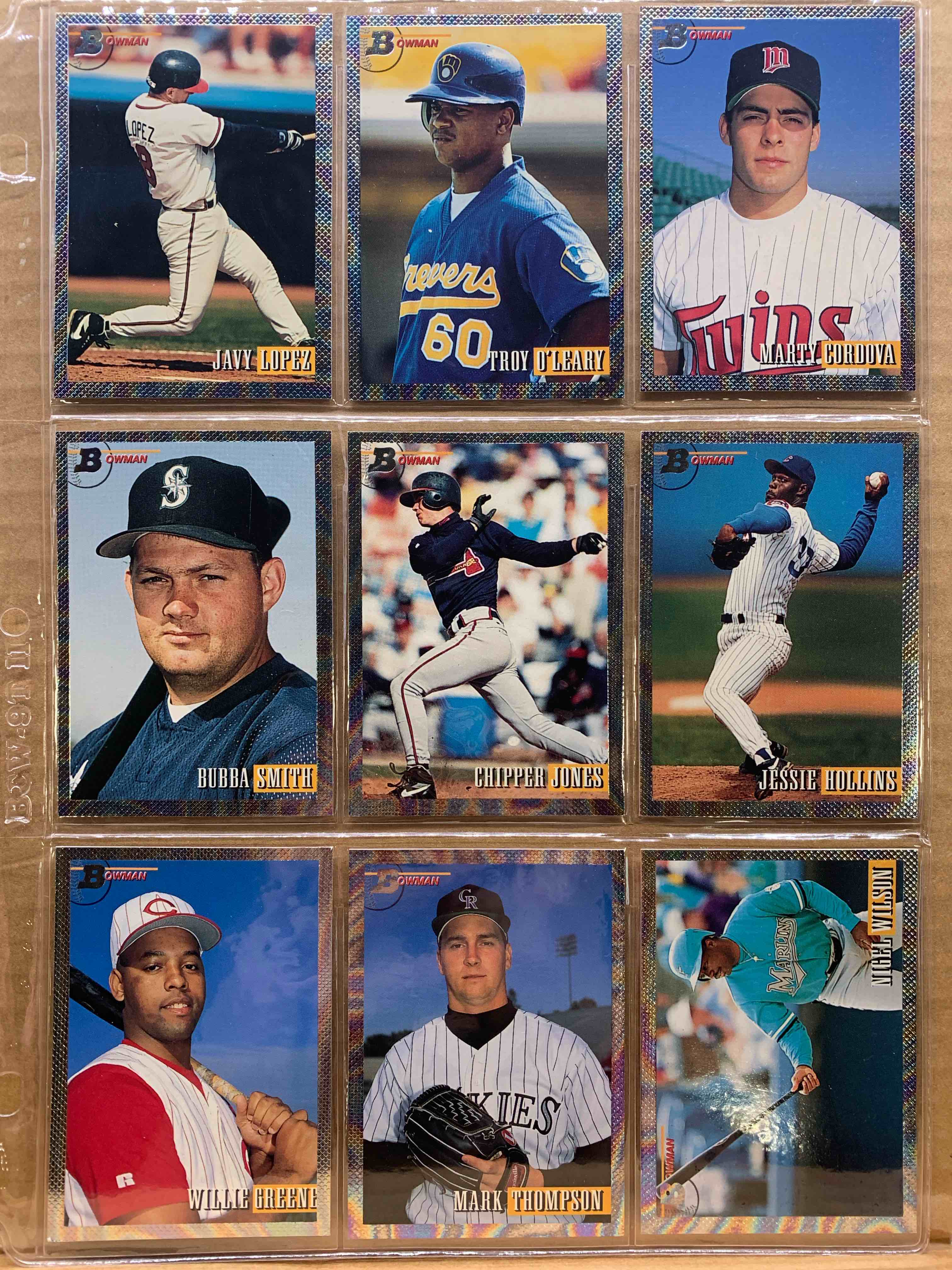 1993 Bowman Topps Basballball 9 Card Lot 