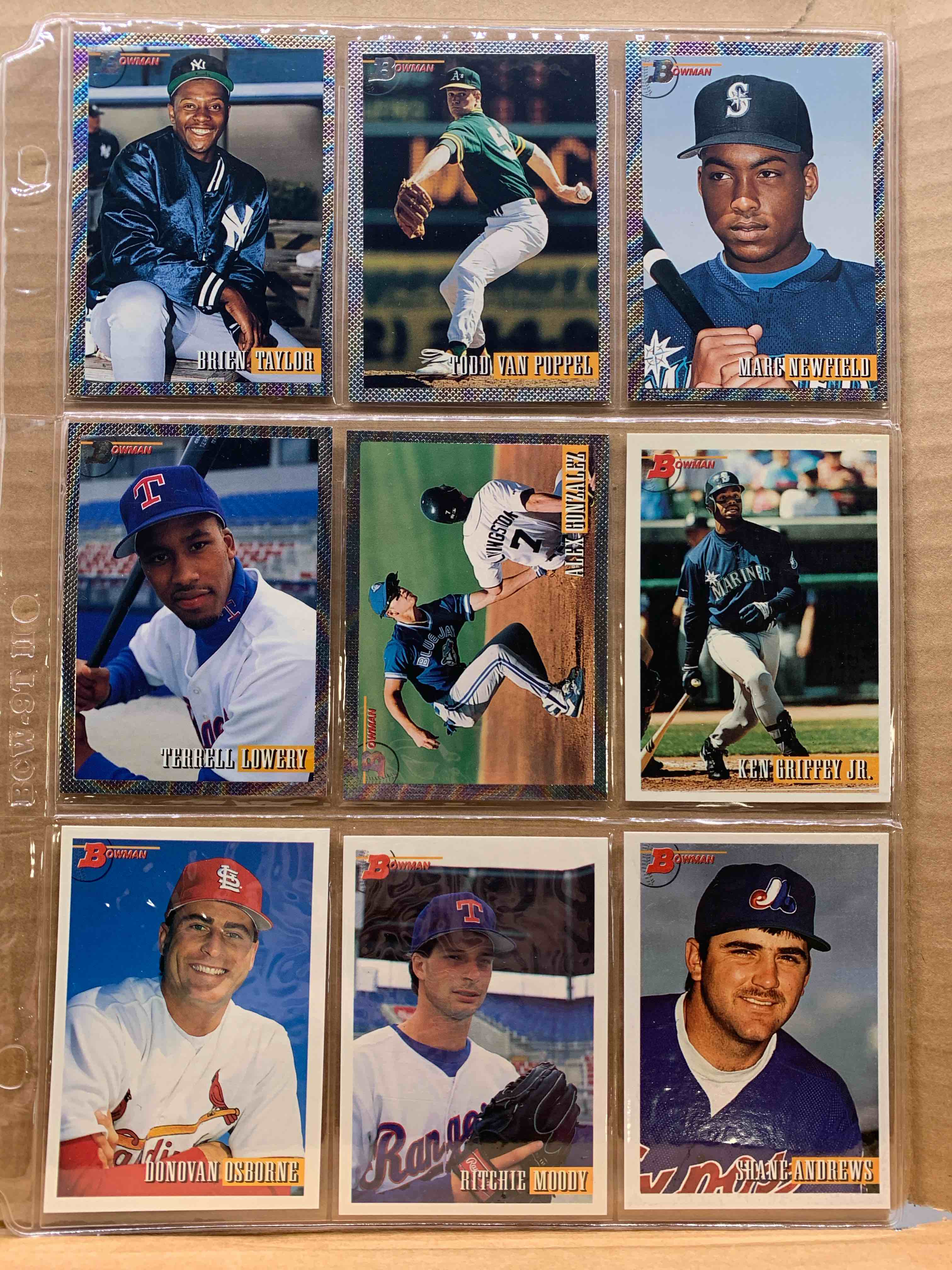1993 Bowman Topps Basballball 9 Card Lot 