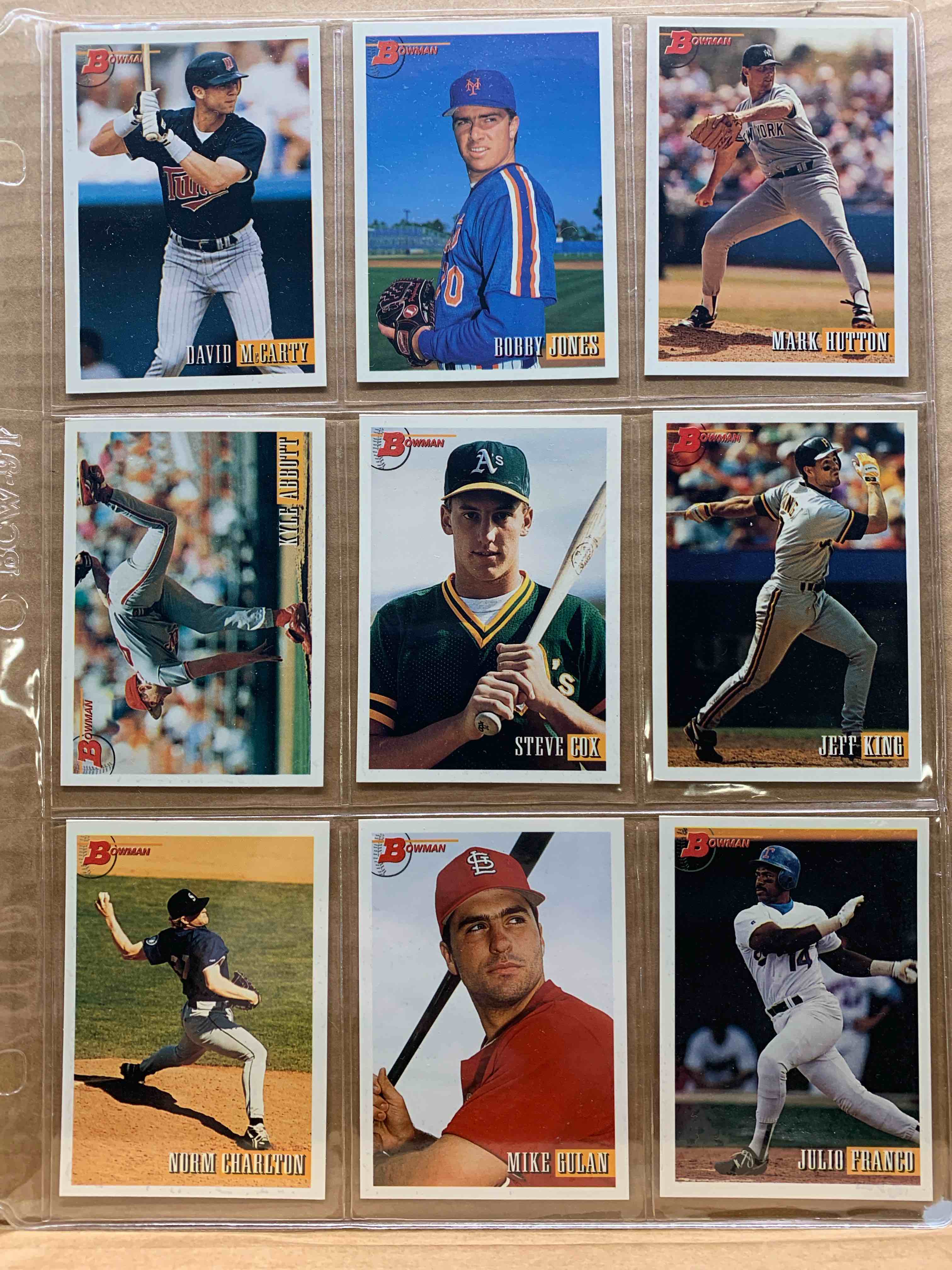 1993 Bowman Topps Basballball 9 Card Lot 