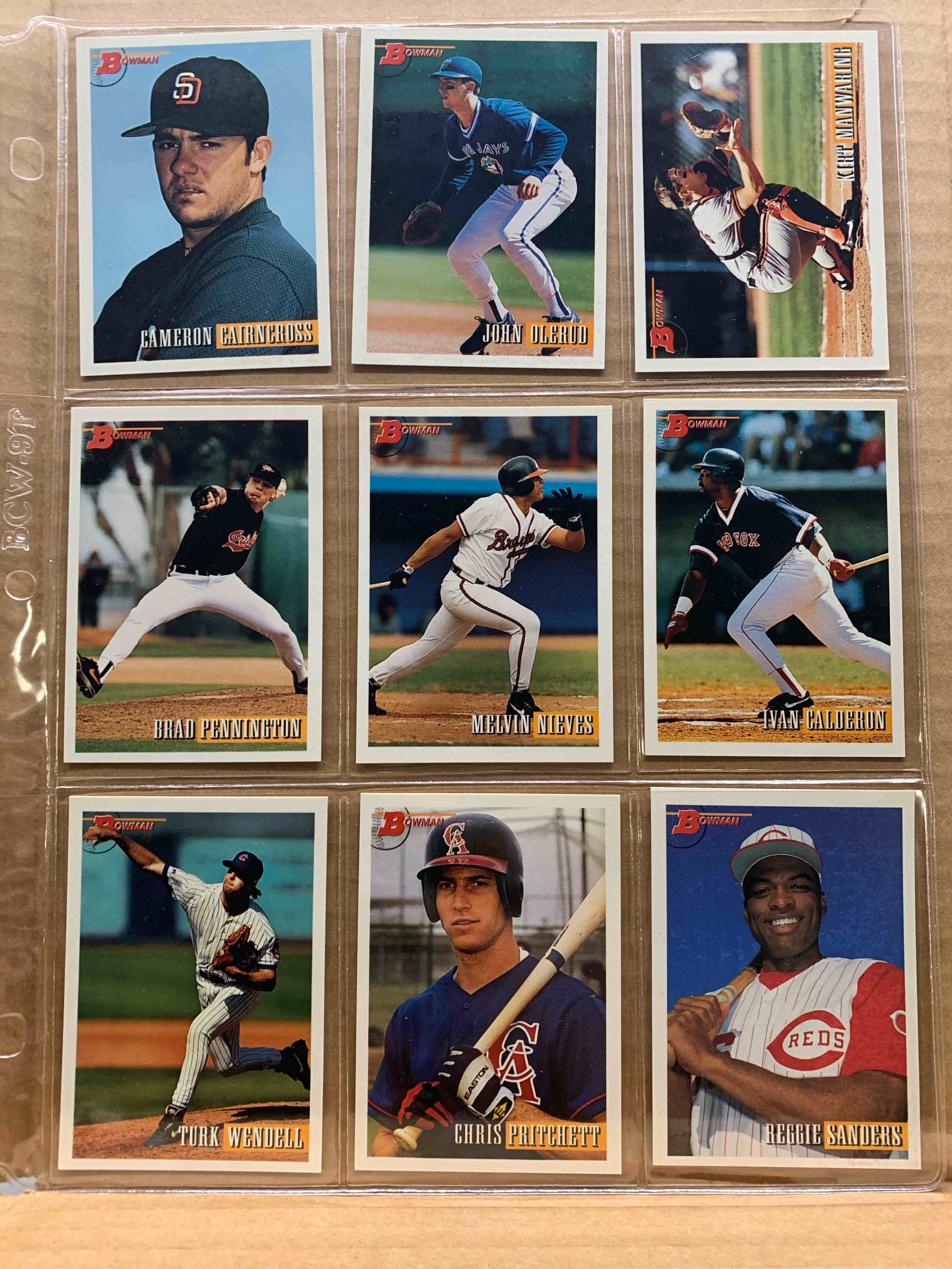 1993 Bowman Topps Basballball 9 Card Lot 
