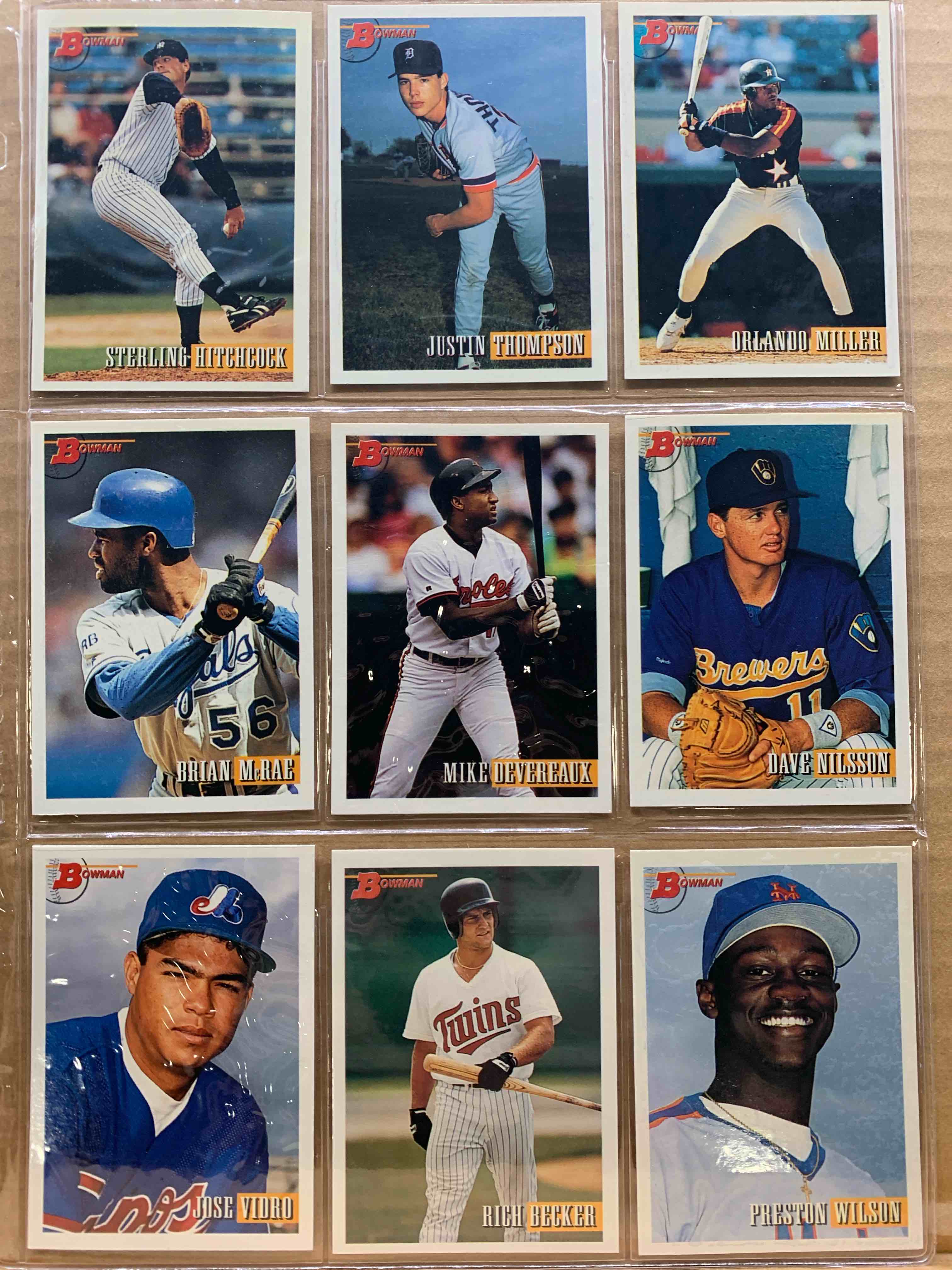 1993 Bowman Topps Basballball 9 Card Lot 