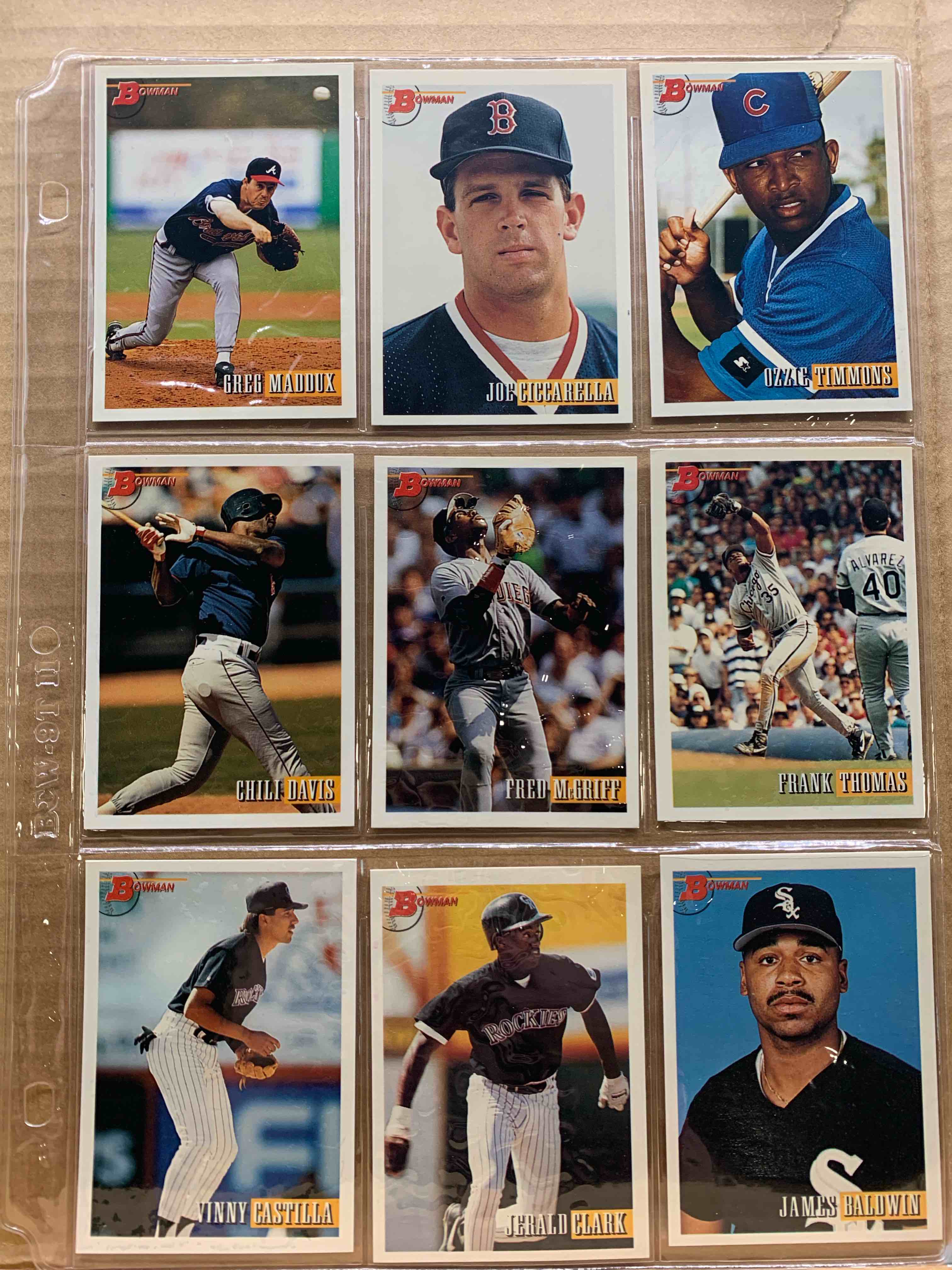 1993 Bowman Topps Basballball 9 Card Lot 