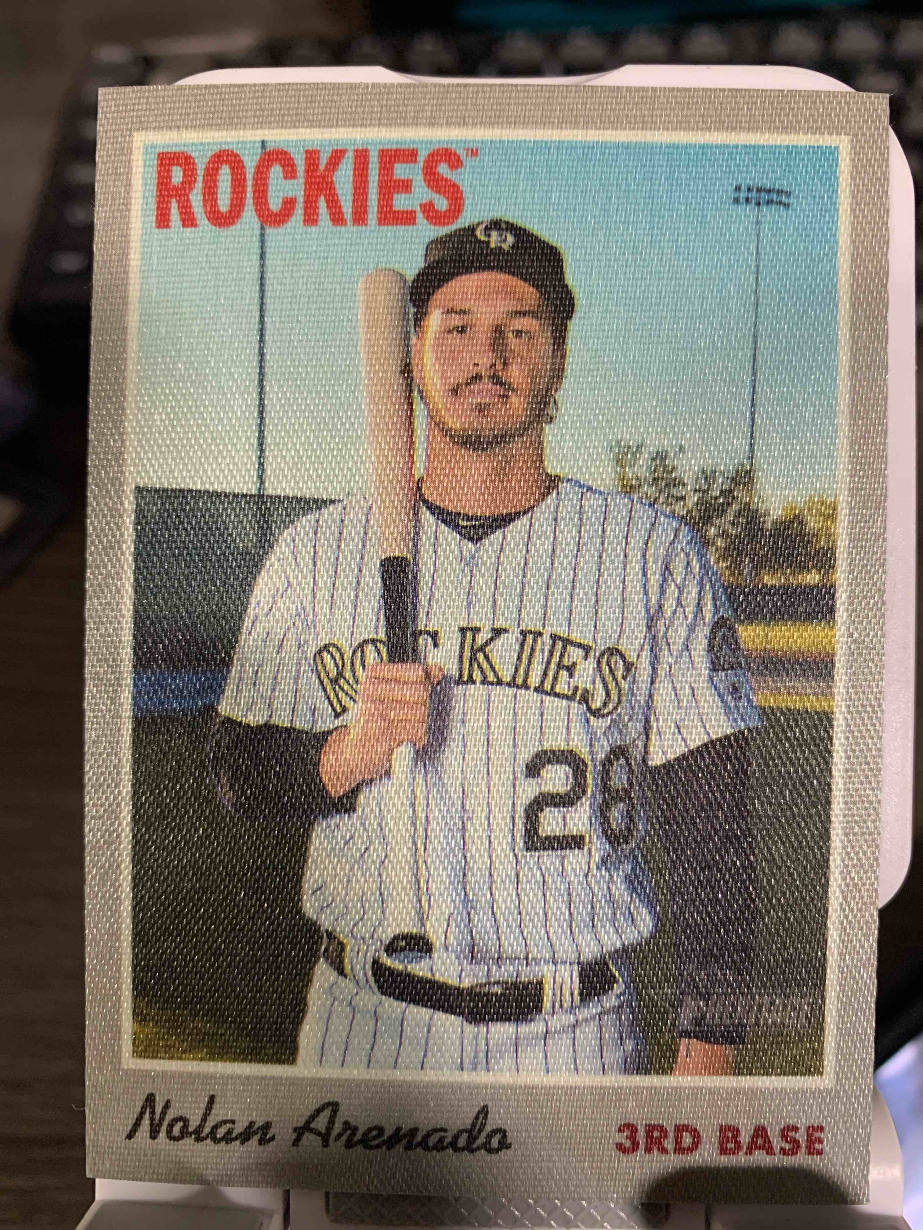 2019 Topps Heritage #15 Nolan Arenado 1970 Cloth Stickers Colorado Rockies