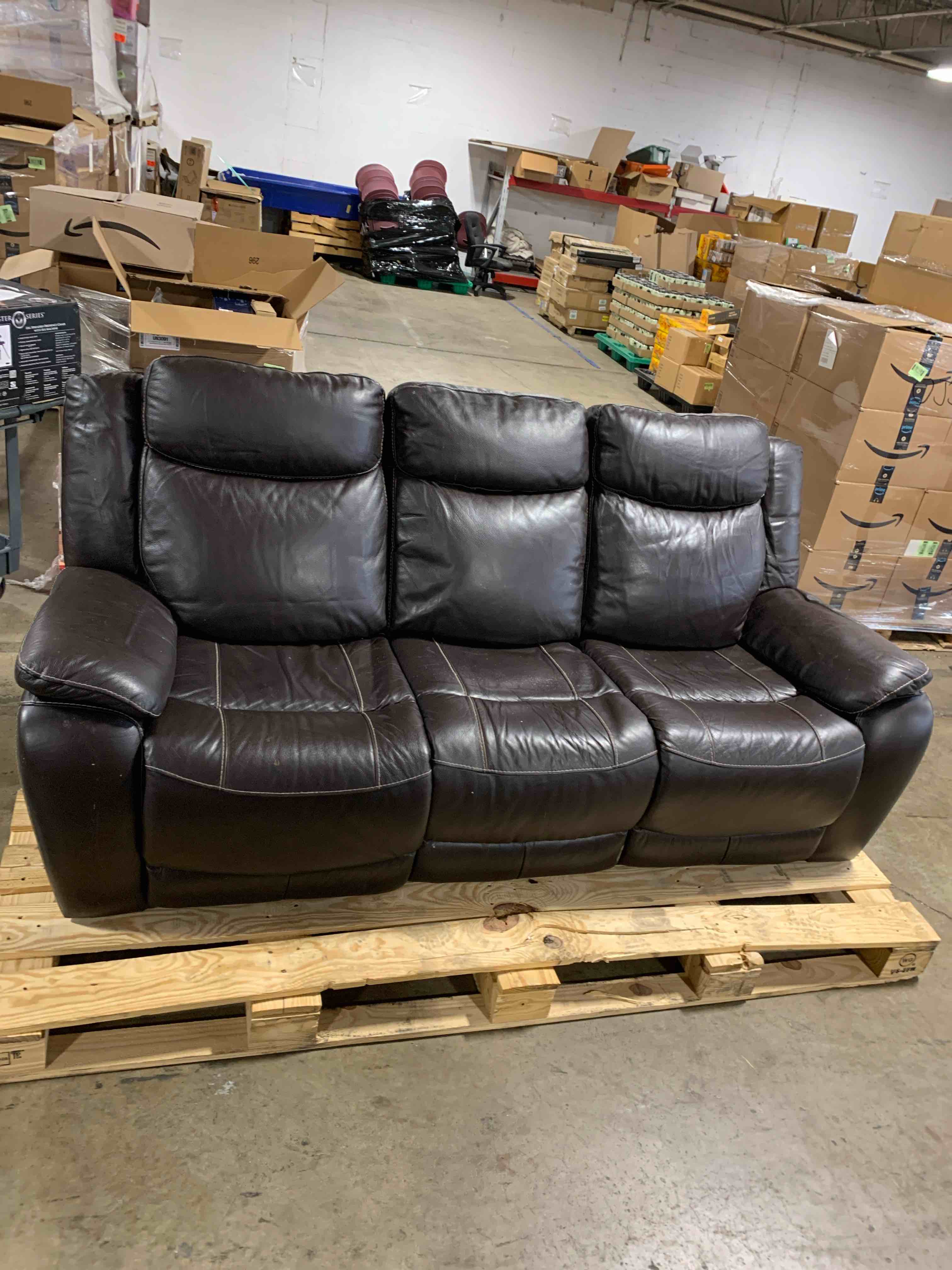 Leather Power Reclining Sofa with Power Headrest
