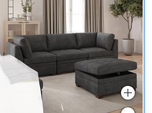 Thomasville Tisdale Modular Sectional 4-piece Dark Gray with Storage Ottoman