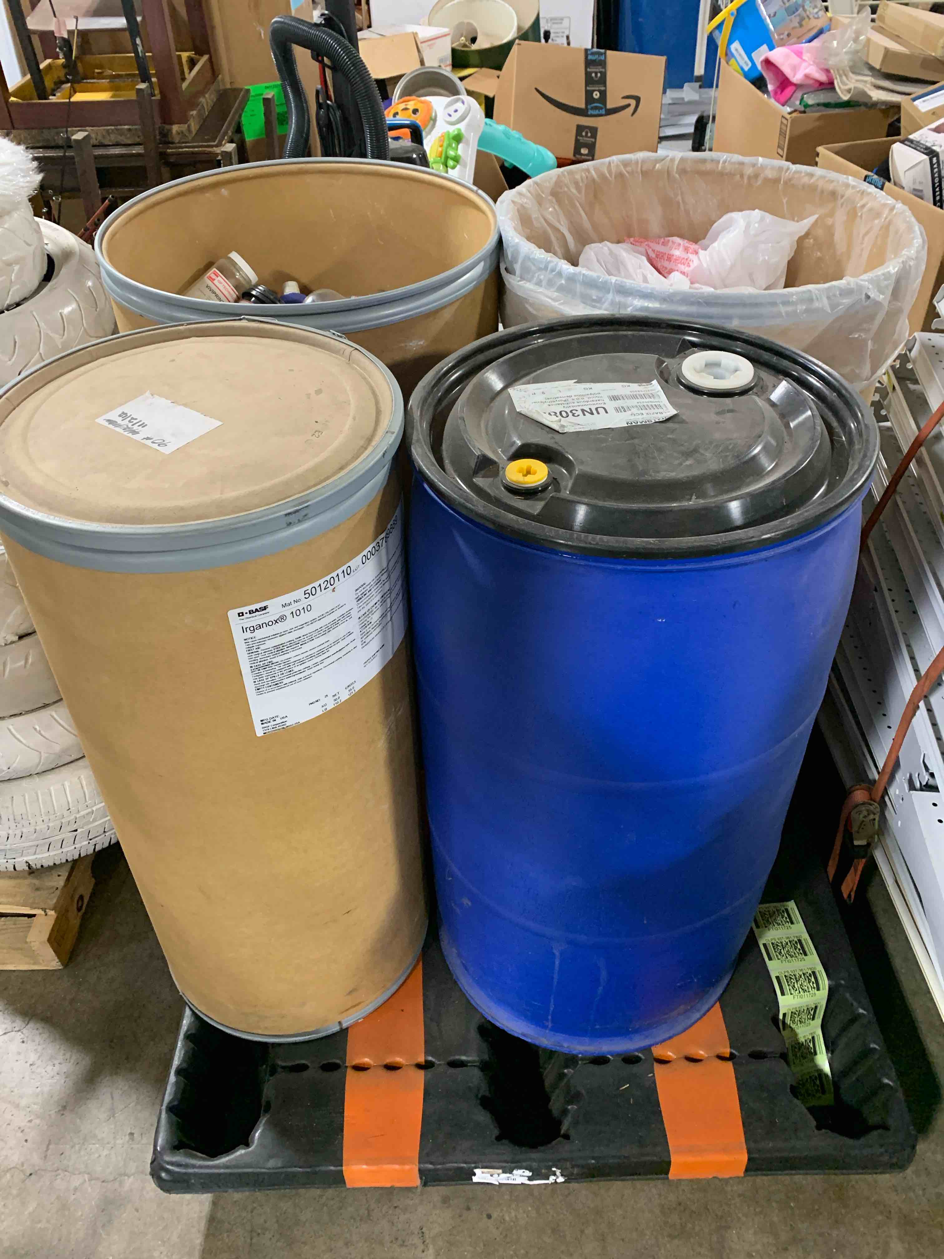 EMPTY Cardboard Drums and 1 Plastic 55 Gallon Drum