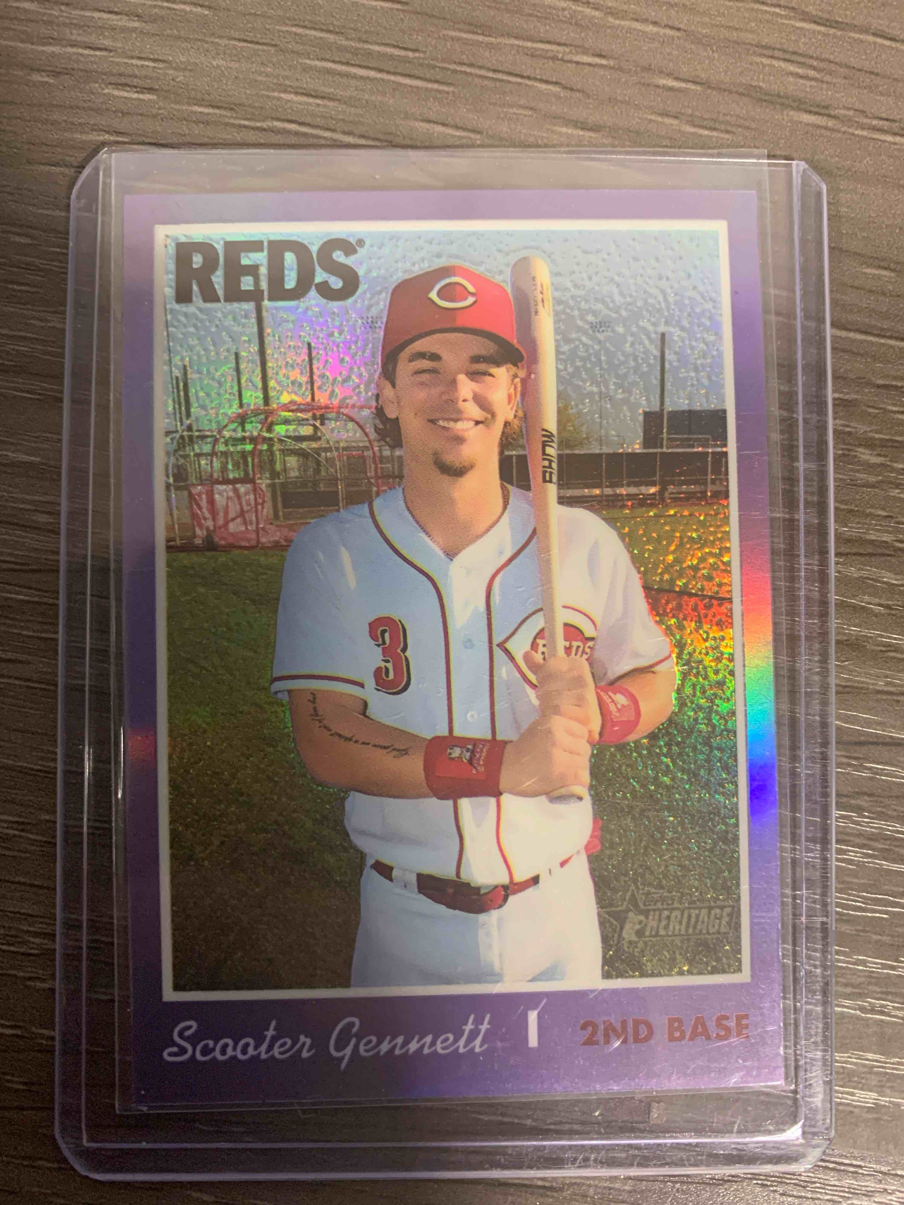 2019 Topps Heritage Chrome Refractor 187/570 Scooter Gennett #THC-466 Reds