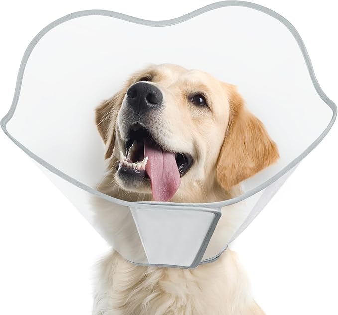 Supet Dog Cone for Dogs After Surgery, Soft Dog Cones for Large Medium Dogs, Comfortable Dog Cone Collar to Stop Licking, Adjustable Pet Recovery Collar for Small Dogs with Soft Protect Edge Word L