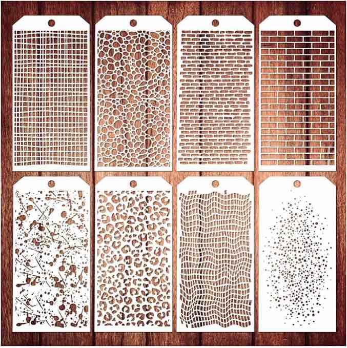 Boqon 8 Pieces Stencils for Crafts, Vine Leaf Abstract Layering Stencils Mixed Media Art Texture Stencils for Painting on Card Making Canvas DIY Crafts Furniture Paper (8-Floral) White