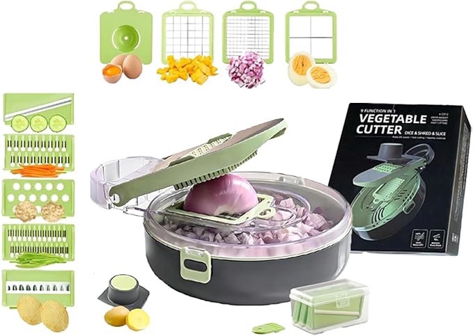 9-in-1 Vegetable Chopper-9 Blades chopper vegetable cutter-Kitchen-Veggie Chopper-Pro Food Chopper, Onion Chopper-Slicer Dicer Cutter