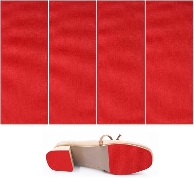 Modixun 4 Pcs 9.84×3.94in/25×10cm Shoe Sole Protector, Non-Slip Silicone Shoe Grip Sticker, Self Adhesive Shoe Bottom Protector, Noise Reduction Shoe Sole Pads for Man Women, Red