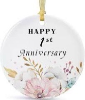 First Year Wedding for Couple,1st Anniversary Christmas Hanging Ornament 2025,1 Year Anniversary Newiyed Ornaments Keepsakeer, Married Decoration with Card for Her