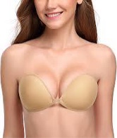 Adhesive Bra Fancy Underwear Reusable Sticky Backless Invisible Push up Bra with Nipple Covers Beige