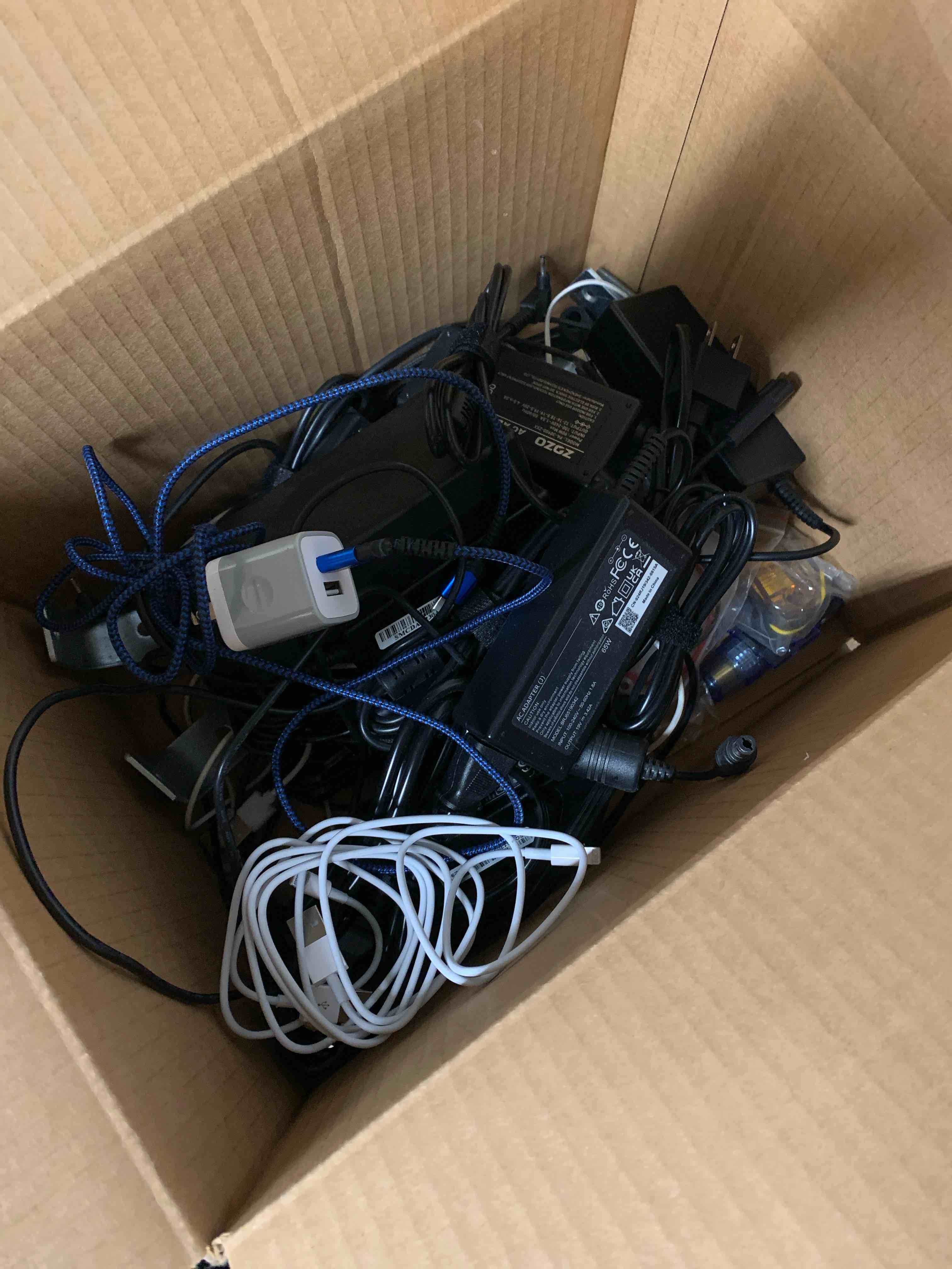 Box of Computer Cord and More 